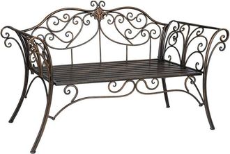 Biscottini International Outdoor iron bench 133x49x90 cm Garden sofa Bronzed bench Metal bench 2 seater entrance chair Indoor sofa Cast iron bench