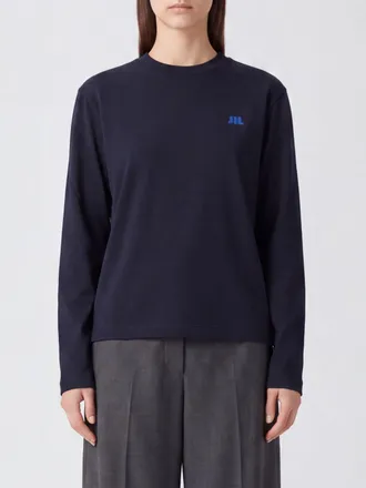 Jil Sander T-shirt a maniche lunghe in cotone con logo a contrasto