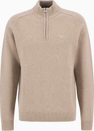 Barbour Mens Barbour Grangetown Half-Zip Jumper - Tan - Size: 42