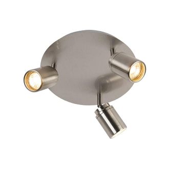 QAZQA Qazqa Moderno Foco Moderno Para Ba&ntilde;o De Acero 3 Luces Ip44 - Ducha Acero Redonda Adecuado Para Led Max. 3 X 35 Watt
