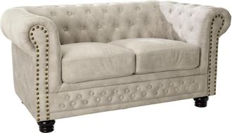 Global Interiors 2-Sitzer Sofa New Chesterfield mit Samtbezug - Champagne