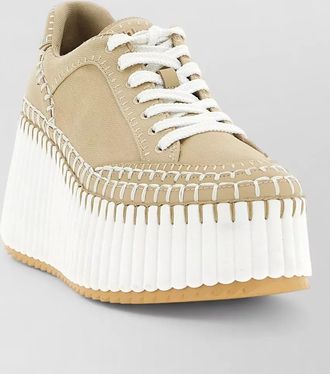 Chlo&eacute; nama platform sneakers round toe design