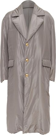 Versace Silk Padded Gold Medusa Buttons Long Belted Coat