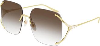 Gucci Vierkante Metalen Zonnebril - Dames - Zonnebrillen - Geel - 60 MM - Accessoires