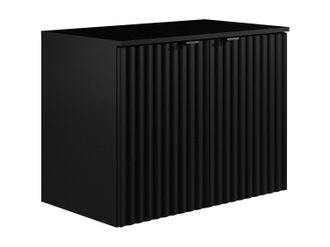 Vente-Unique Mueble flotante con lavabo rayado y tablero - Negro - Ancho 80 cm - ZILGA