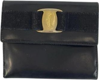 Ferragamo Pre-owned Vara Leather Wallet - Dames - Vintage Accessoires - Blauw - ONE Size - Leer - Vintage