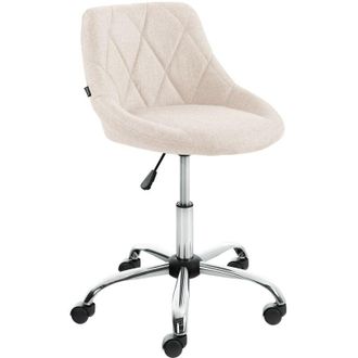 Clp Taburete De Trabajo Lazio Con Ruedas Crema Tela