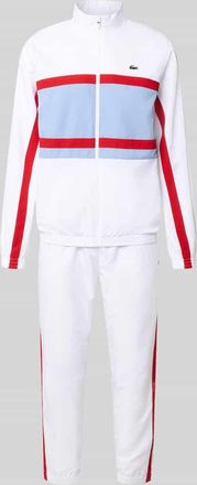 Lacoste Sport Regular Fit Trainingsanzug mit Kontraststreifen in Weiss, Gr&ouml;&szlig;e XXXL