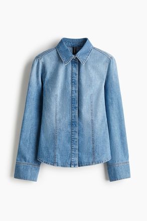 H&M Figurbetonte Jeansbluse - Denimblau