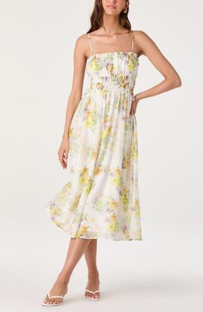 ASTR the Label Maren Floral Print A-Line Dress in White Multi Floral at Nordstrom, Size X-Large
