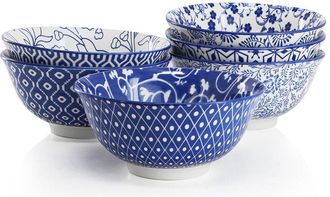 Elama Moxy 6Pc Porcelain Footed Bowls Set