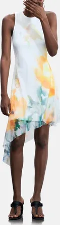 Desigual Abstract Floral Asymmetric Hem Dress in White at Nordstrom, Size X-Small