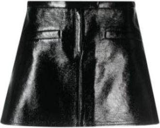 Courr&egrave;ges Vinyl Trapeze Mini Rok - Dames - Korte rokken - Zwart - XS - Rokken