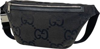 Gucci Black Gg Canvas Leather Fanny Pack (Pre-Owned)