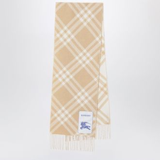 Burberry Sciarpa motivo Check color sabbia in cashmere