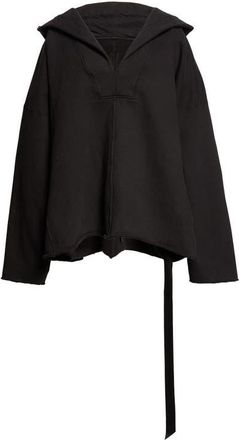 Rick Owens Tower Cotton Jersey Hoodie in Black at Nordstrom, Size 10-13
