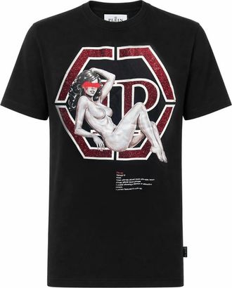 Philipp Plein T-Shirt Girocollo SS Esagono - - Tops - Uomo - Nero - 3XL