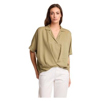 Kocca Blouses, female, Green, Size: XL Relaxed fit short sleeve blouse