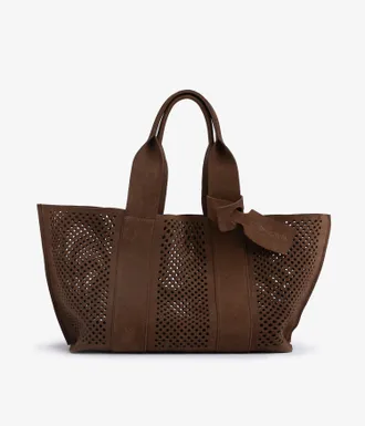 Pedro Garcia Tote bag in dark brown suede | Perfed tote | Spring Summer 26 | PEDRO GARCIA