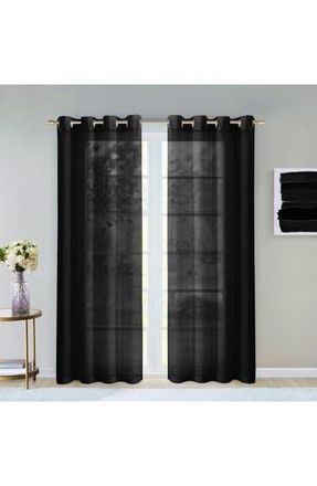 Dainty Home Sheer Set of 2 Panel Curtains in Black at Nordstrom Rack, Size 108X84