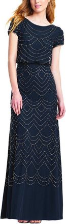 Adrianna Papell Beaded Blouson Petite Gown