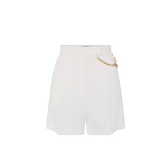 Elisabetta Franchi Casual Shorts, female, Beige, Size: S Shorts with Jewel Logo