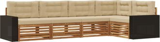 vidaXL Conjunto De Sof&aacute;s De Exterior 5 Uds. Natural Y Beige Poli&eacute;ster Vidaxl