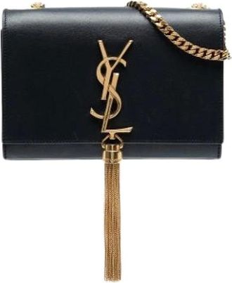 Saint Laurent Pre-owned Cross Body Bags, female, Black, Size: ONE SIZE Pre-owned Leather Crossbody Bag