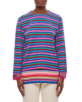 Comme Des Gar&ccedil;ons Multicolor Striped Sweater with Double Layer Effect