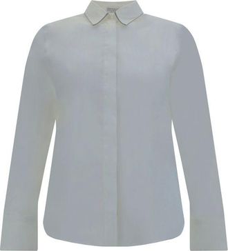 Brunello Cucinelli White Cotton Dress Womens Shirt
