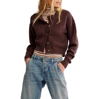 Free People Lila Crop Cardigan in Potting Soil at Nordstrom, Size Large
