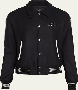 Amiri Mens Wool Bones Snap-Front Blouson