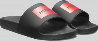 HUGO BOSS Badeschuhe mit Logo Print in Black, Gr&ouml;&szlig;e 40