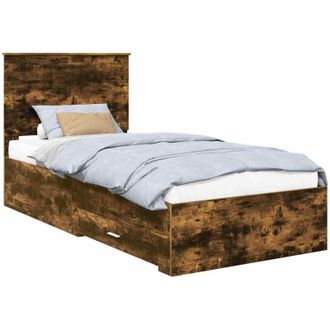 vidaXL Estructura De Cama Con Cabecera Roble Ahumado 90 X 190 Cm Vidaxl