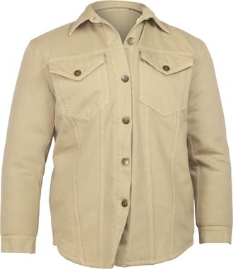 Nanushka gevoerde jas van imitatiebont in beige katoen