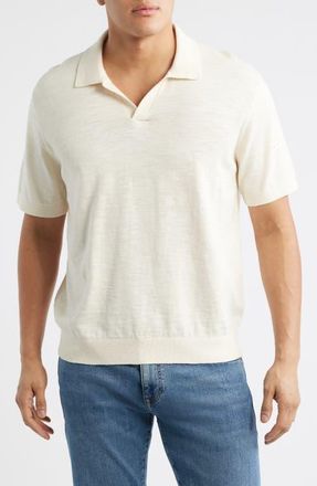 Madewell Johnny-Collar Cotton Slub Sweater Polo in Antique Cream at Nordstrom, Size Xx-Large
