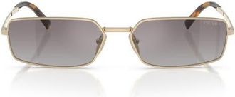 Prada 59mm Rectangular Sunglasses in Pale Gold /blue Mirror Silver at Nordstrom
