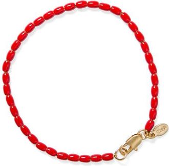 Clare Vivier Enamel Barrel Bead Bracelet in Poppy at Nordstrom