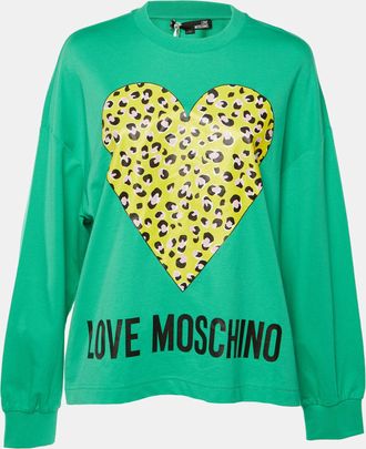 Love Moschino Green Logo Print Oversized Sweatshirt