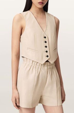 AllSaints Arla Leather Vest in Antique White at Nordstrom, Size 10 Us