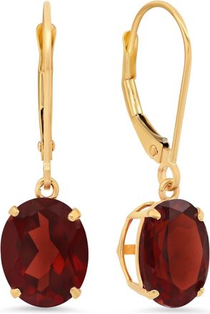 MAX + STONE 14k Yellow or White Gold 8x10mm Oval Gemstone Dangle Earrings with Leverbacks