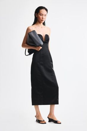 H&M Fitted Bandeau Dress in Black at Nordstrom, Size 10