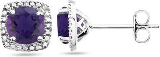 Allurez Natural Gemstone & Diamond Stud Earrings Sterling Silver in 0.76Ct/amethyst at Nordstrom