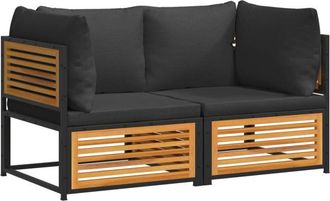 vidaXL Sof&aacute;s De Jard&iacute;n 2 Pzas Con Cojines Madera Maciza Acacia Vidaxl