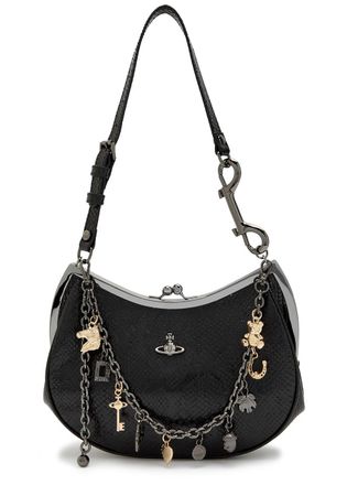 Vivienne Westwood Charm Frame Python-effect Leather Shoulder bag - Black - One Size