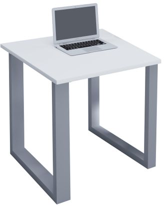 ebuy24 Vcm Wood Desk Al. 76 X An. 80 X P. 80 Cm Mesa De Ordenador Lisa Pies De Metal De Alta Calidad Mesa De Trabajo Muebles De Oficina - Lona U (plata / Bla