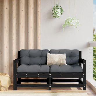 vidaXL Sof&aacute;s De Esquina De Jard&iacute;n 2 Uds Madera Maciza De Pino Negro Vidaxl