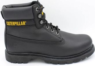 CAT Leren Veterschoen Rubberen Zool - Heren - Veterlaarzen - Zwart - 45 EU - Leer - Schoenen