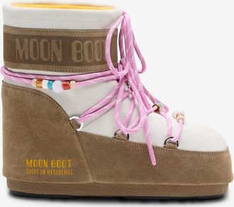 Moon Boot Wildleder-Schneestiefel mit Perlen Icon Low