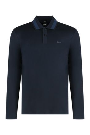 HUGO BOSS Long Sleeve Cotton Polo